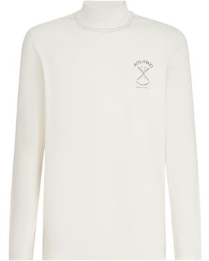 Brunello Cucinelli Stretch-Silk Rollneck Sweatshirt - White