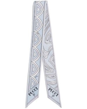 PUCCI Silk Mixed Print Twill Scarf - White