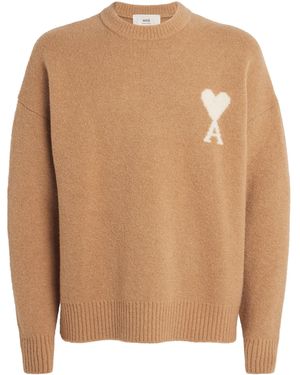 Ami Paris Cotton Ami De Coeur Sweatshirt - Brown