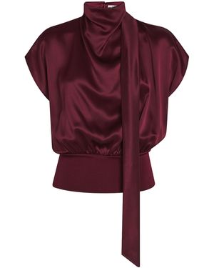 Esse Studios Silk Cowl-Neck Top - Red