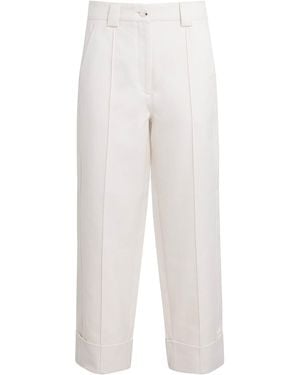 ME+EM Cropped Straight Trousers - White