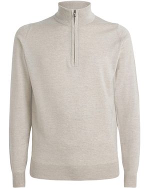 John Smedley Merino Wool Tapton Quarter-Zip Jumper - White