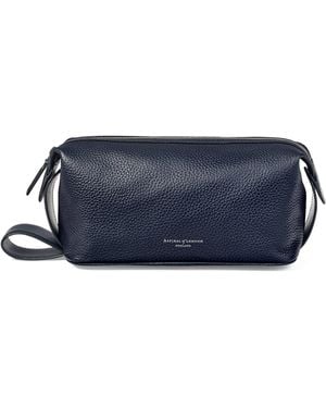 Aspinal of London Leather Reporter Wash Bag - Blue
