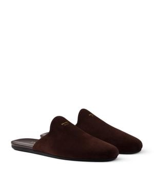 Prada Suede Mules - Brown