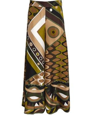 PUCCI Pucci Vivara Print Wide-leg Trousers - Green