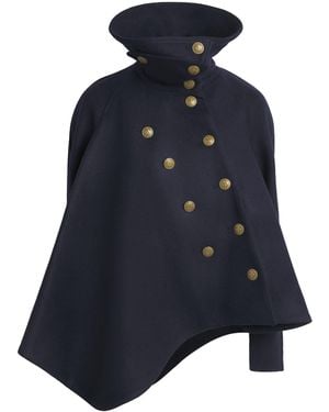 A.W.A.K.E. MODE Wool Peplum Pea Coat - Blue