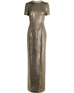Roland Mouret Sequin Crystal-Embellished Gown - Metallic