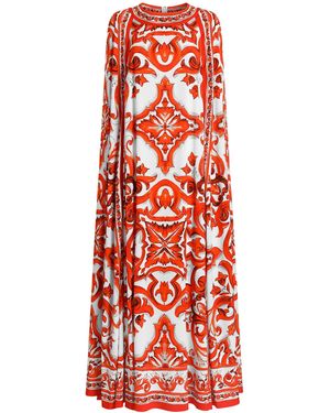 Dolce & Gabbana Silk Majolica Maxi Dress - Red
