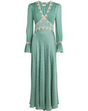 RIXO London Floral Jacquard Arlena Midi Dress - Green