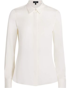 Theory Silk Georgette Classic Shirt - White
