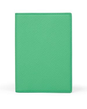 Smythson Leather Panama Passport Cover - Green