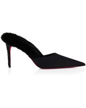 Christian Louboutin Km Fur Strass Mules 85 - Black