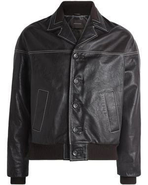 Wales Bonner Topstitched Leather Jacket - Black