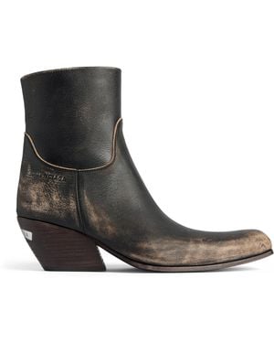 Balenciaga Bullskin Worn-Out Memphis Ankle Boots 55 - Brown