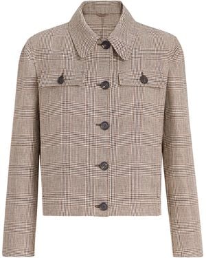 Brunello Cucinelli Linen Prince Of Wales Jacket - Grey