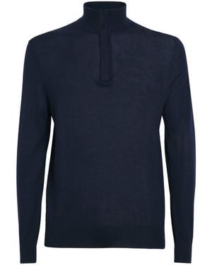 N.Peal Cashmere Cashmere-Silk Regent Quarter-Zip Jumper - Blue