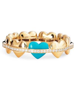 L'Atelier Nawbar Diamond And N*93 Heart Ring - Metallic