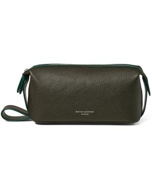 Aspinal of London Leather Reporter Wash Bag - Green