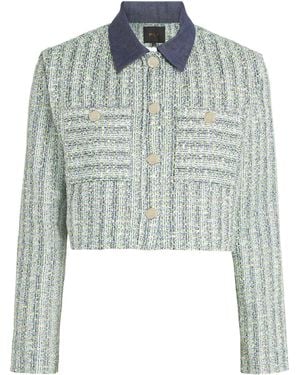 Maje Tweed Cropped Blazer - Blue