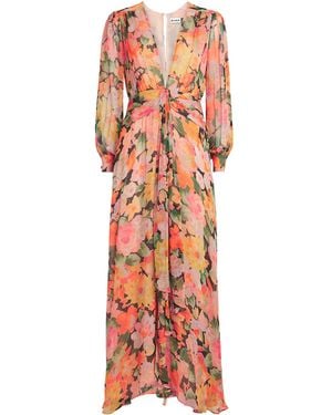 RIXO London Chiffon Floral Meera Maxi Dress - Orange