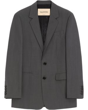 Valentino Mohair-Wool Single-Breasted Blazer - Grey