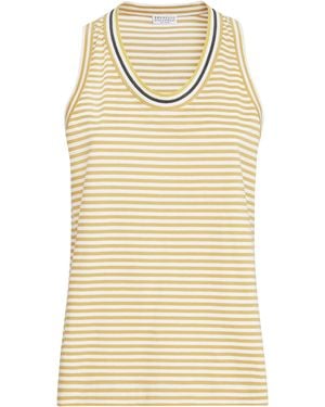 Brunello Cucinelli Cotton Stripe Tank Top - Natural