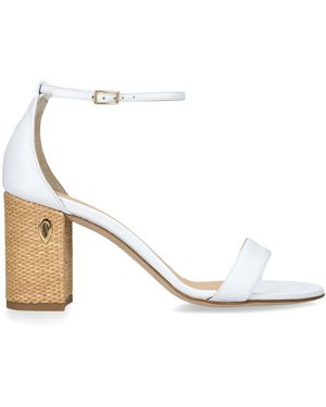 Jennifer Chamandi Leather-Raffia Massimiliano Heeled Sandals 85 - White