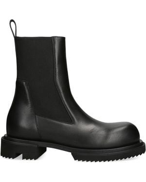 Rick Owens Leather Beatle Gabe Ankle Boots - Black