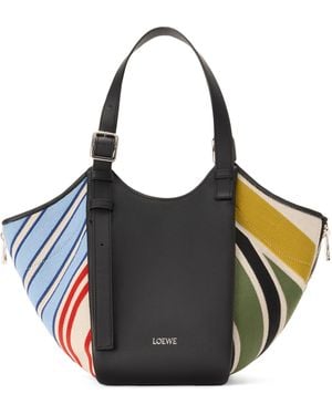 Loewe Medium Canvas Hammock Flip Tote Bag - Black