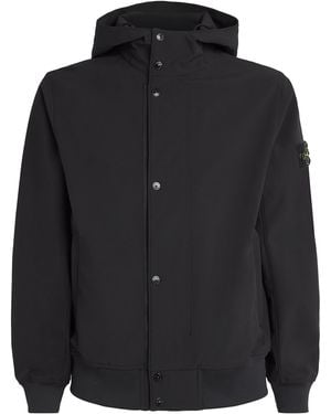 Stone Island Light Soft Shell-R Hooded Jacket - Black