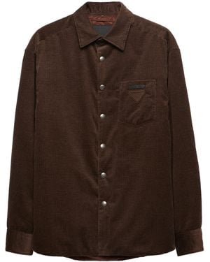 Prada Cotton-Cashmere Corduroy Shirt - Brown