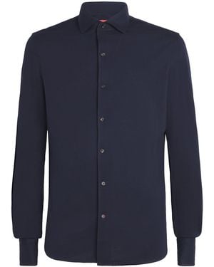 Isaia Cotton Jersey Sport Shirt - Blue