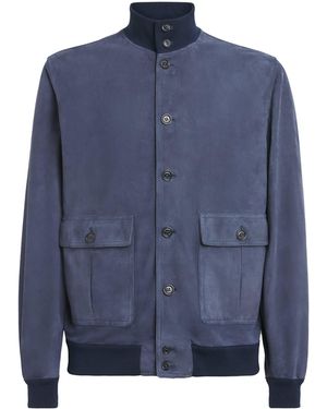 Valstar Suede Ino Bomber Jacket - Blue
