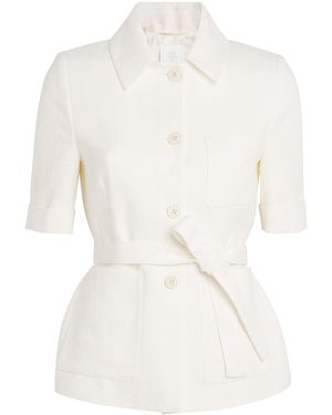 Eleventy Linen Single-Breasted Shirt Jacket - White