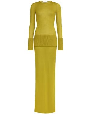 Alaïa Wool Knitted Maxi Dress - Yellow