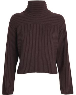 Theory Merino Wool Rollneck Jumper - Brown