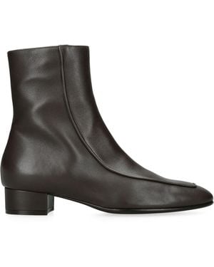 Herbert Levine Leather Shadow Ban Ankle Boots 30 - Brown