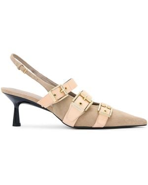 AllSaints Leather Vivian Slingback Court Shoes 60 - Natural