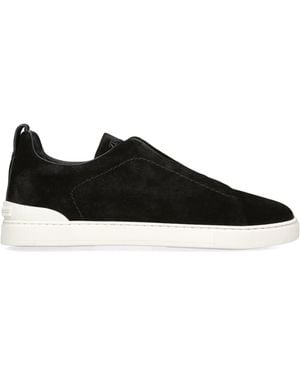 ZEGNA Suede Triple Stitch Trainers - Black
