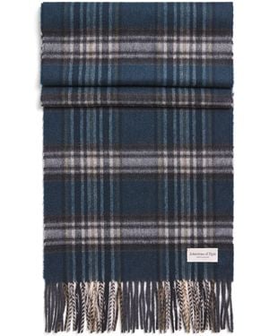 Johnstons of Elgin Cashmere Tartan Scarf - Blue