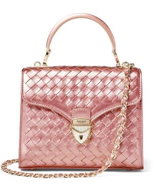 Aspinal of London Midi Metallic Leather Mayfair Bag - Pink