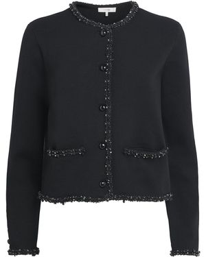 FRAME Wool-Blend Beaded Cardigan - Black