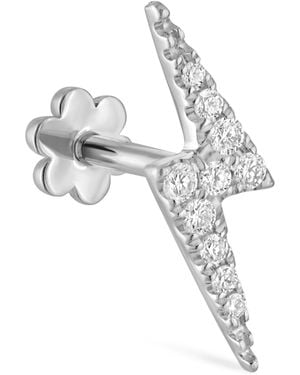 Maria Tash Diamond Lightning Bolt Threaded Stud Earring - Metallic