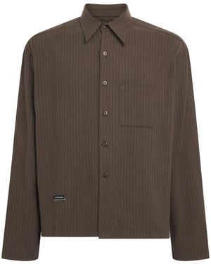 Song For The Mute Stripe School Shirt - Brown