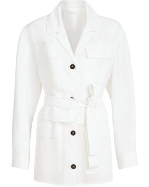 Brunello Cucinelli Twill Safari Blazer - White