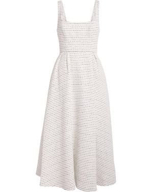 Alessandra Rich Tweed Embellished Midi Dress - White