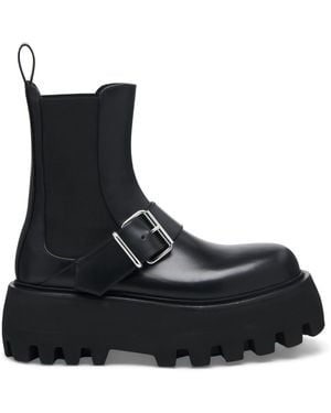 McQueen Leather Sofia Ankle Boots - Black