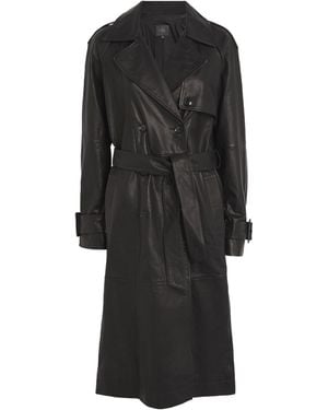 PAIGE Leather Hanni Trench Coat - Black