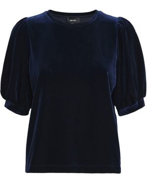 ME+EM Velour Puff-Sleeve T-Shirt - Blue