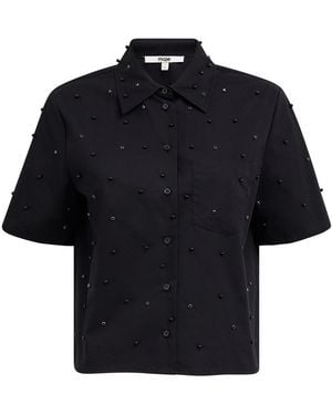 Maje Cotton Embellished Shirt - Black